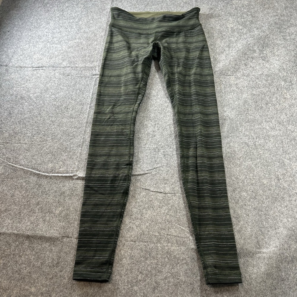Lululemon Wunder Under Leggings Women's 6 Cyber Striped Gator Green Yoga
